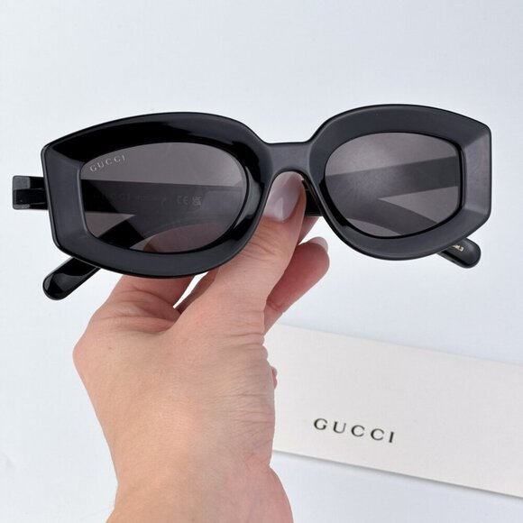 Gucci GG1719S 001 BRAND NEW Sunglasses Black Grey Women Square - Picture 2 of 12
